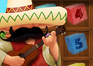 Design for an online slot game with a Mexican theme.